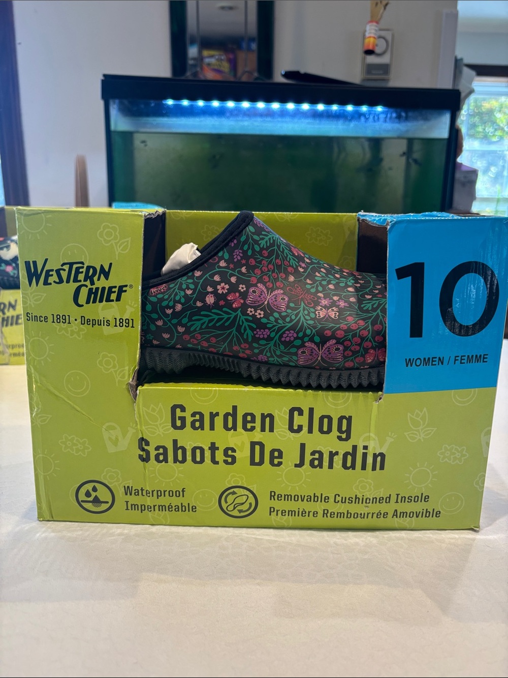 Western Chief Black Floral Garden Clog with Pink & Green Accents